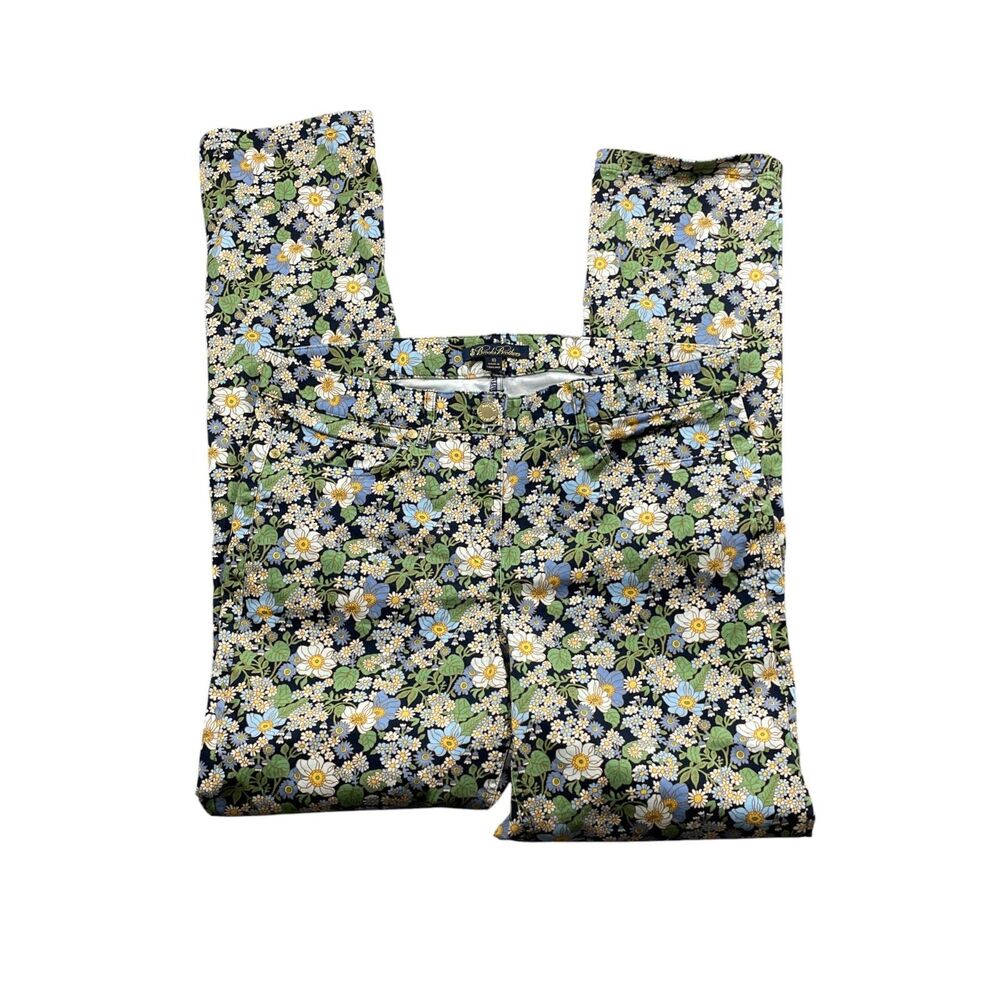 Brooks Brothers 10‎ Pants Floral Straight Leg Cotton Blend Gold Accent Buttons